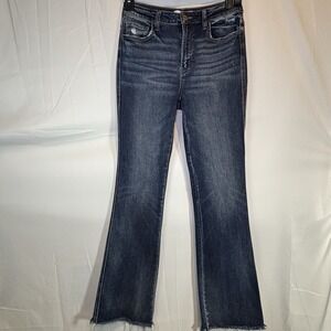 Flying Monkey Jeans Womens 28 Blue High Rise Boot Cut Raw Hem Stretch Denim